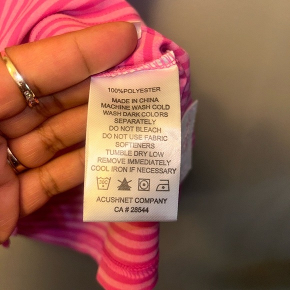 Footjoy shirt - pink striped short sleeve polo with TPC Sawgrass patch - Picture 7 of 10